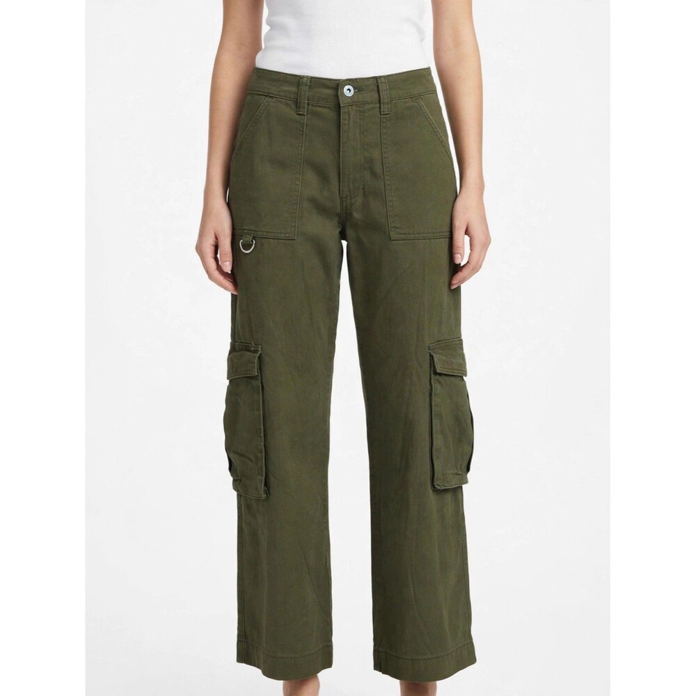 Y2K Olive Green Wide Leg Grunge Cargo Pants Size 5 / 27 Utility Army Green Baggy